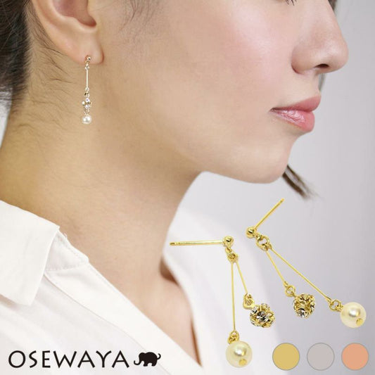 ピアス ニッケルフリー パール パヴェストーン ワイヤー スタッドピアス