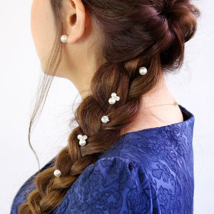 ヘアチャーム ダブル パール ストーン 5個セット