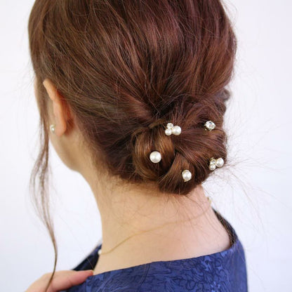 ヘアチャーム ダブル パール ストーン 5個セット