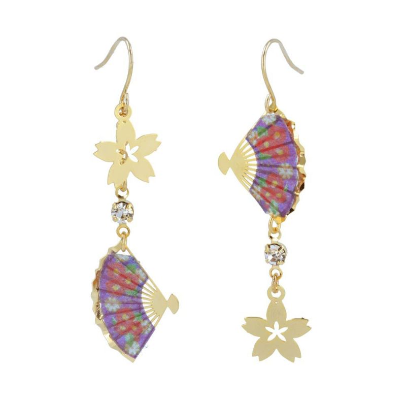 ピアス 桜 扇子 和柄 メタル ストーン フックピアス – OSEWAYA