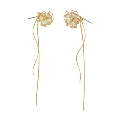 ピアス ニッケルフリー 桜 メタル チェーン ウェーブ チタンポスト スタッドピアス
