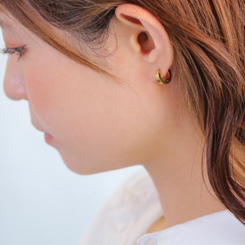 ピアス サージカルステンレス 平打ち 1cm ワンタッチ フープ