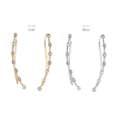 【LIMITED NUMBER】MOON ピアス ニッケルフリー クリスタル 3way イヤカフ フックピアス