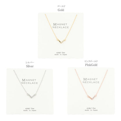 ネックレス ニッケルフリー V字 ストーン メタル マグネット プチネックレス