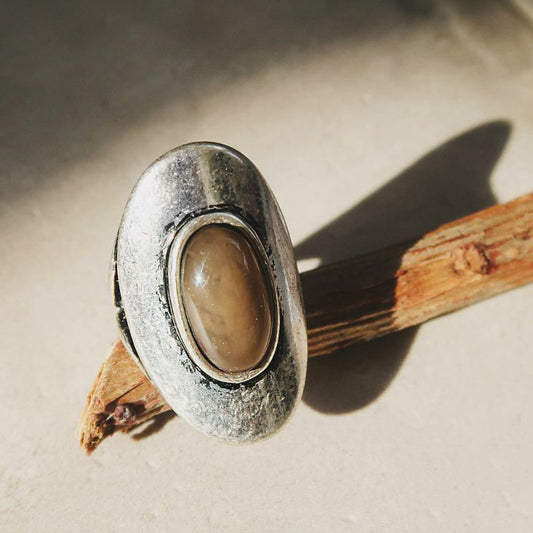 【LIMITED NUMBER】OVER AND OVER! オーバル カボッション ヴィンテージ風 リング 13号 指輪 ニッケルフリー