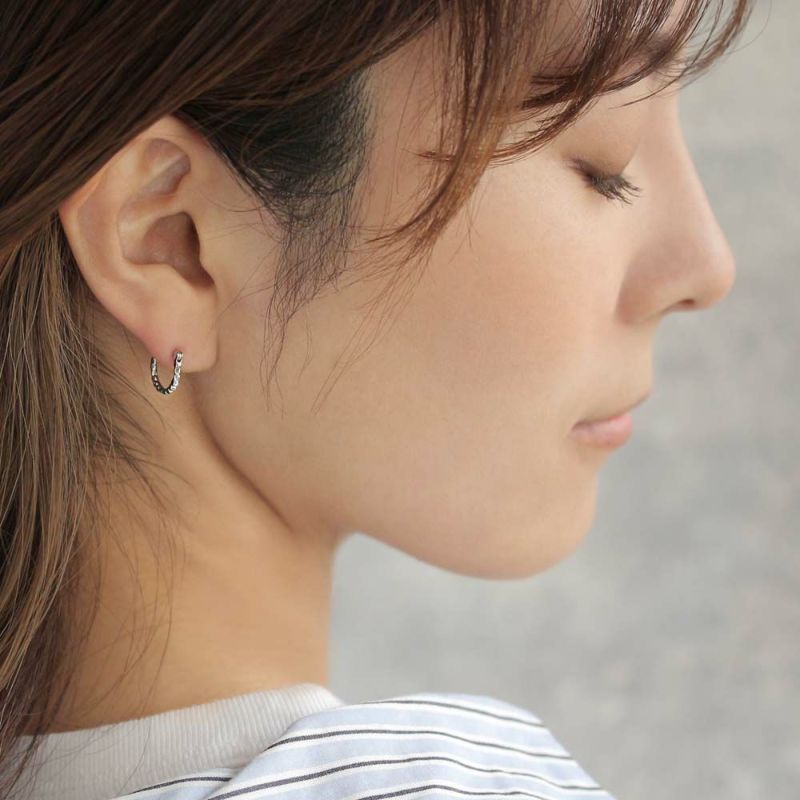 ピアス ニッケルフリー ベネチアンチェーン風 K18 18金ポスト フープ