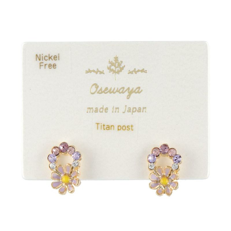 OUTLET 70%OFF｜ピアス ニッケルフリー フラワー カラーストーン チタンポスト スタッドピアス