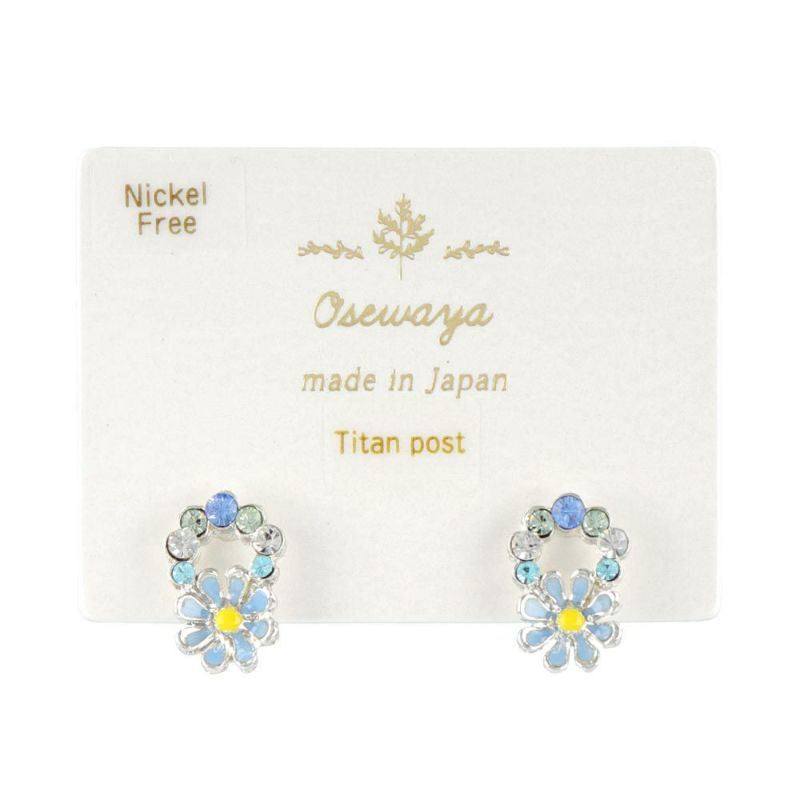 OUTLET 70%OFF｜ピアス ニッケルフリー フラワー カラーストーン チタンポスト スタッドピアス