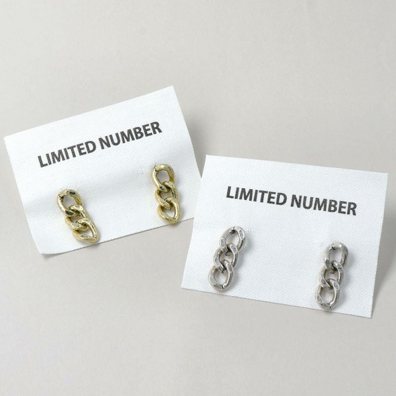 【LIMITED NUMBER】Vintage Like ピアス ニッケルフリー メタル チェーン チタンポスト ドロップピアス