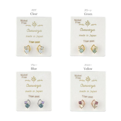 ピアス ニッケルフリー ビジュー ドロップ メタル チタンポスト スタッドピアス