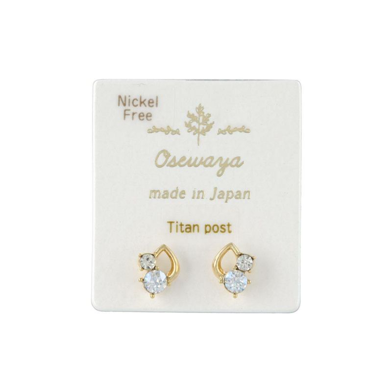 ピアス ニッケルフリー ビジュー ドロップ メタル チタンポスト スタッドピアス