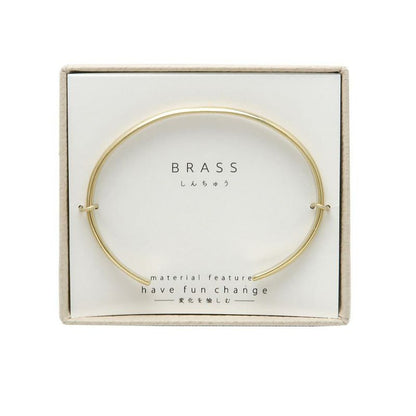 ブレスレット 経年変化 BRASS しんちゅう シンプル ハーフバングル ニッケルフリー ケース入り