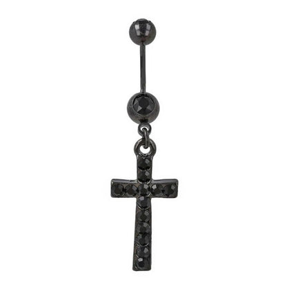 ボディピアス 十字架 クロス ストーン スウィング バナナバーベル ネジ式 サージカルステンレス 18G 【1個販売】