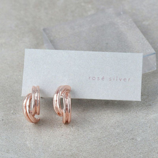 ピアス ロゼシルバー グルーブ チタンポスト C型 スタッドピアス