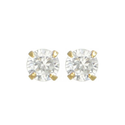 ピアス ニッケルフリー 4mm 1粒 キュービックジルコニア K18 18金ポスト スタッドピアス