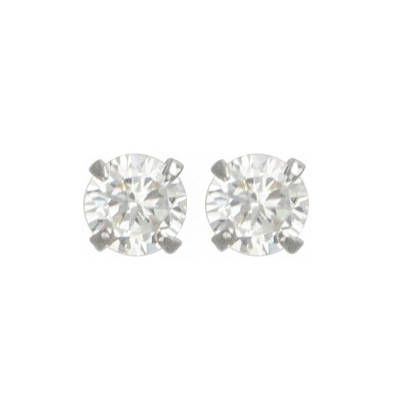 ピアス ニッケルフリー 4mm 1粒 キュービックジルコニア K18 18金ポスト スタッドピアス