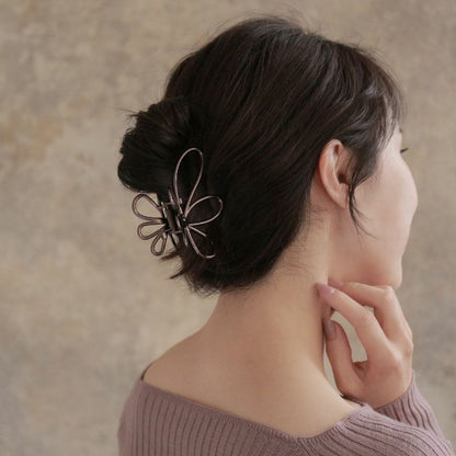 ヘアクリップ チョコレート メタル フラワー 9cm バンスクリップ