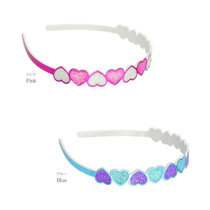 【AREA】 Crystal Stud カチューシャ キッズアクセサリー キラキラ ハート ラメ メタリック