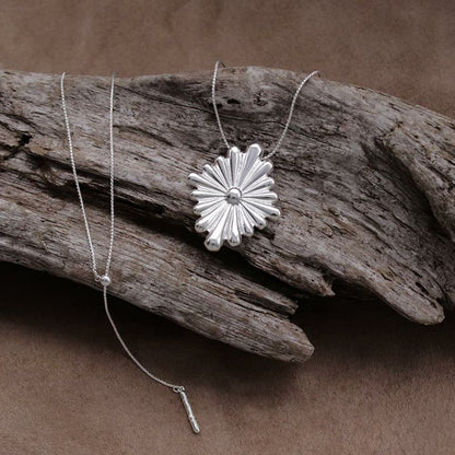 【LIMITED NUMBER】silver925 plated collection シルバーチェーン ニッケルフリー フラワー スライドボール ロング ペンダントネックレス オリジナル巾着付き