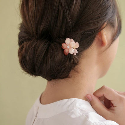 ヘアクリップ 桜 ラメ パール ミニ バンスクリップ