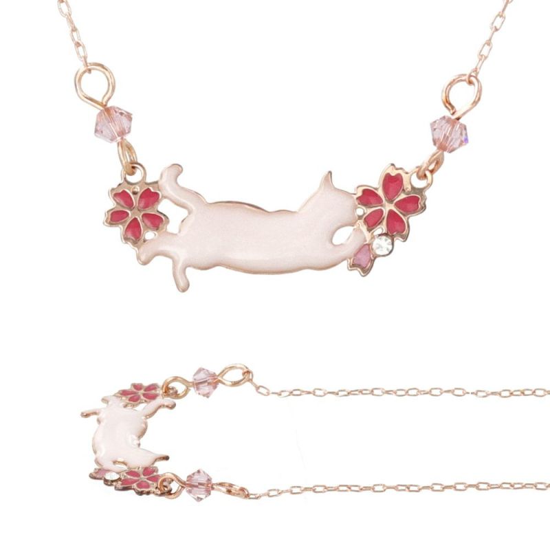 ネックレス ニッケルフリー 桜 猫 ストーン ビーズ プチ