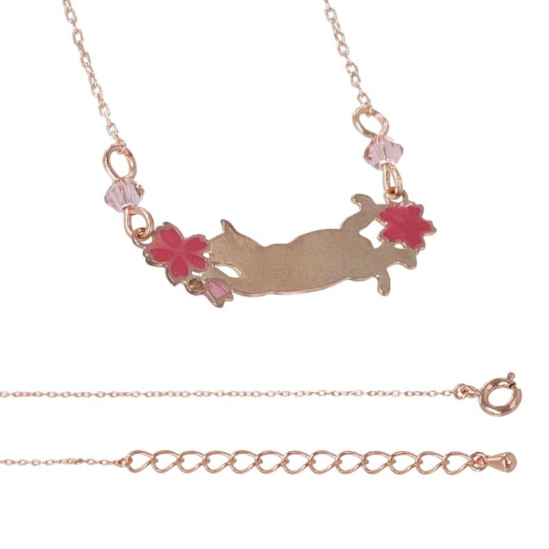 ネックレス ニッケルフリー 桜 猫 ストーン ビーズ プチ