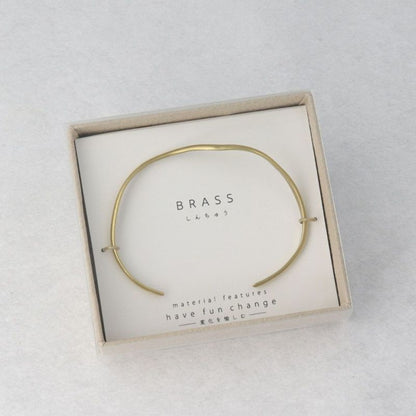 ブレスレット 経年変化 BRASS しんちゅう ウェーブ ハーフバングル ニッケルフリー ケース入り