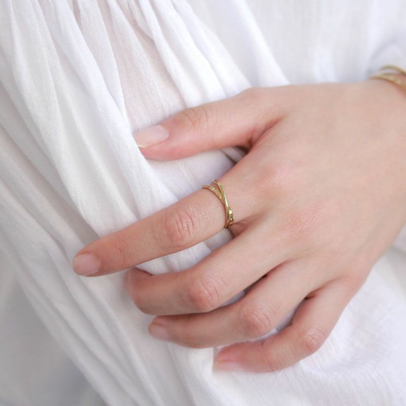 リング 経年変化 BRASS しんちゅう テクスチャー クロス フリーサイズ