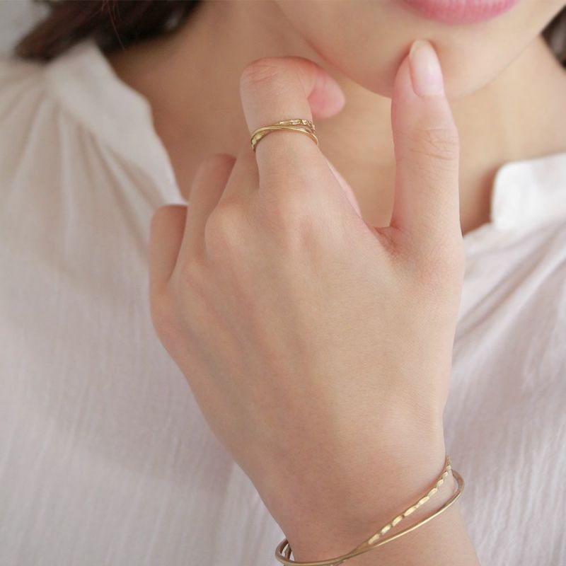 リング 経年変化 BRASS しんちゅう テクスチャー クロス フリーサイズ