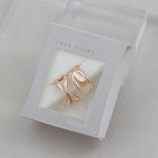 イヤーカフ ニッケルフリー ロゼシルバー プレートxライン 2個セット イヤリング 【片耳用】