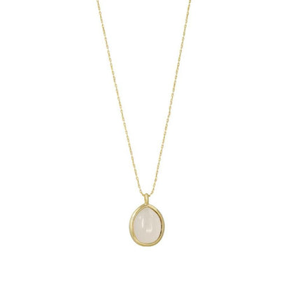 【Finobelle】Crystallia/LightTint Color ネックレス ニッケルフリー ゴールド厚メッキ ガラス オーバル ホワイト プチペンダント