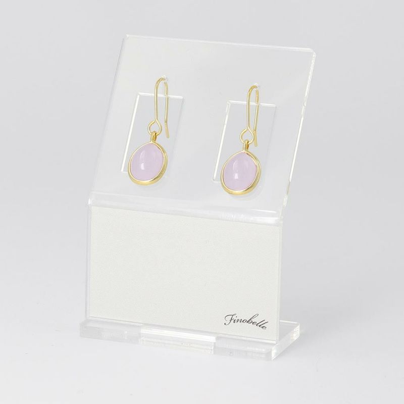 【Finobelle】Crystallia/LightTint Color ピアス ニッケルフリー ゴールド厚メッキ ガラス オーバル パープル フックピアス