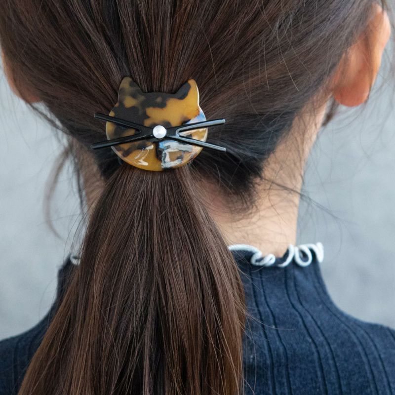 ハピネコ ヘアゴム ネコのひげ マーブル アセチ パール ヘアポニー