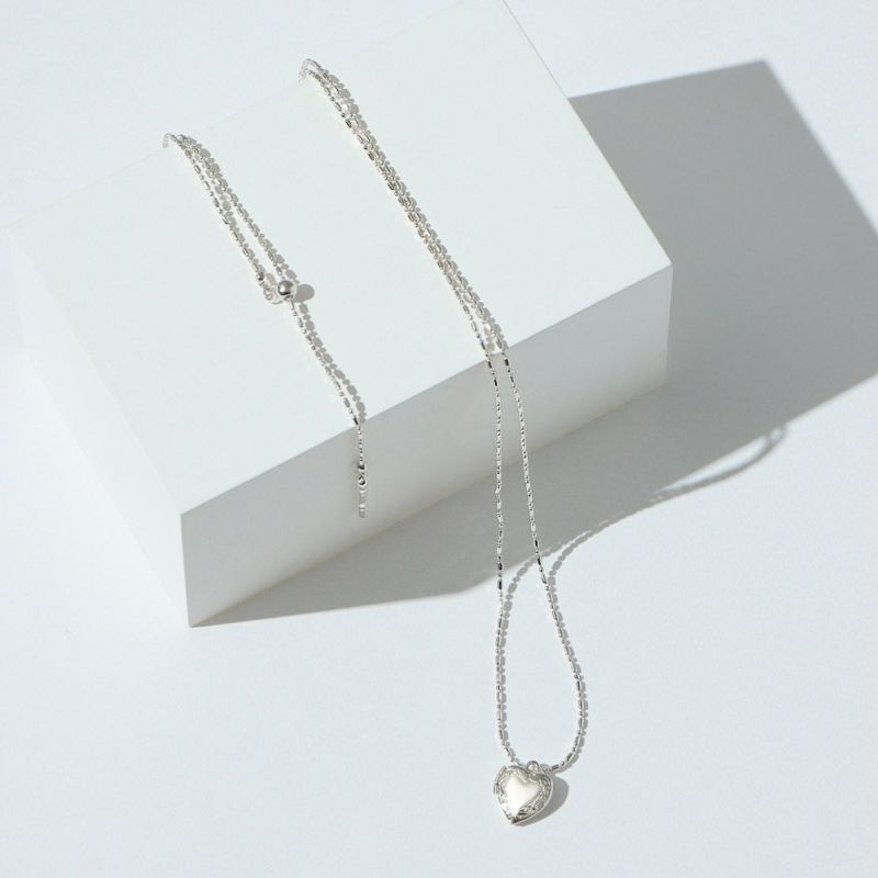 【LIMITED NUMBER】silver925 plated collection ハート スライドスルータイプ ロケットペンダント ネックレス ニッケルフリー オリジナル巾着付き