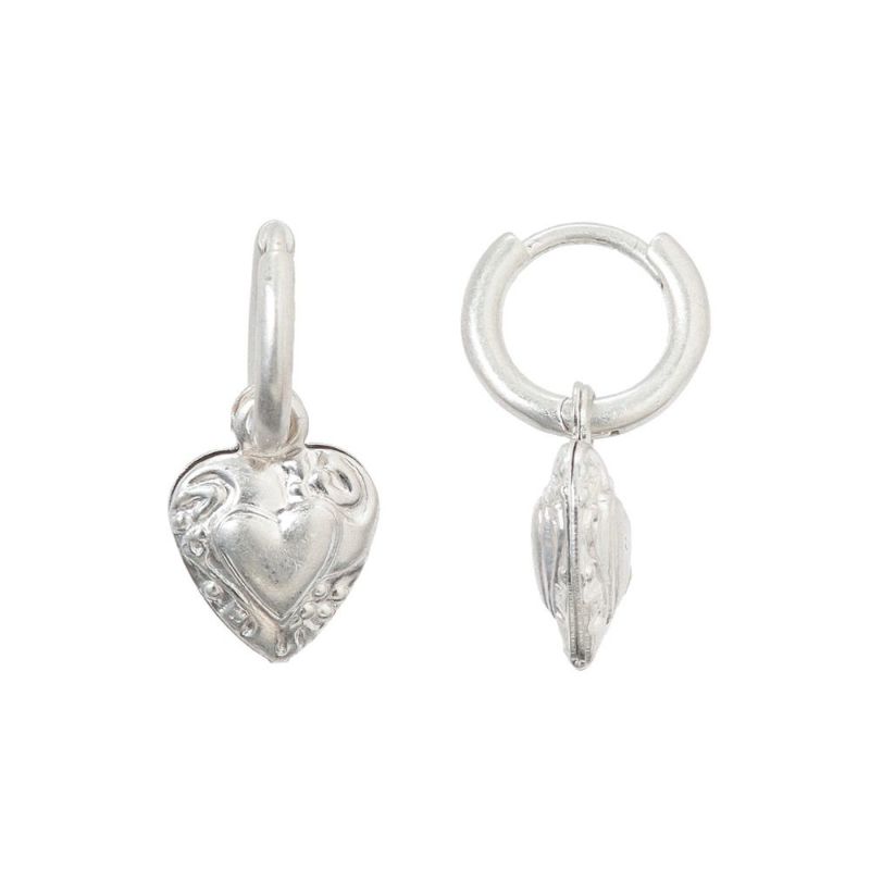 【LIMITED NUMBER】Vintage Like ミニ ハート ワンタッチ フープピアス ニッケルフリー