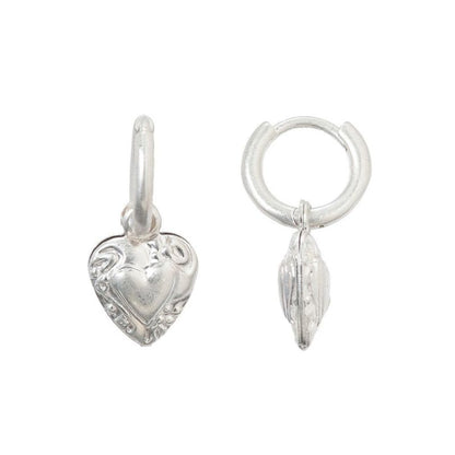 【LIMITED NUMBER】Vintage Like ミニ ハート ワンタッチ フープピアス ニッケルフリー