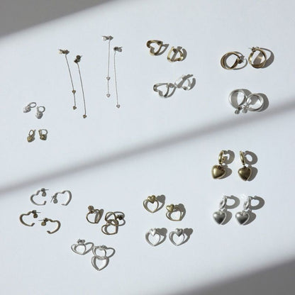 【LIMITED NUMBER】Vintage Like ミニ ハート ワンタッチ フープピアス ニッケルフリー