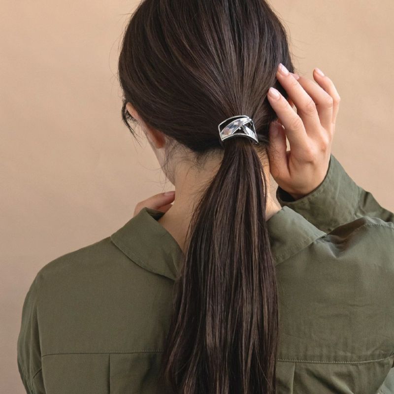 ヘアゴム tsukekae pony メタル アセチ マーブル スクエア