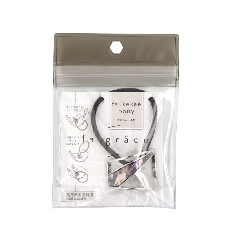 ヘアゴム tsukekae pony メタル アセチ マーブル スクエア