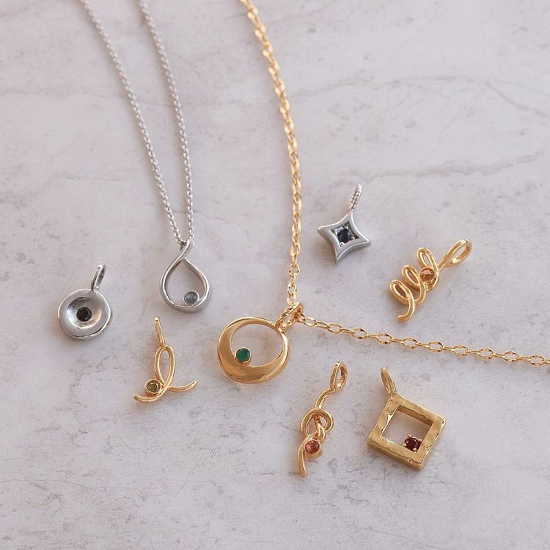 【Finobelle】necklace charm/選べるペンダントチャーム ゴールド厚メッキ サークル 天然石 アメジスト ネックレスチャーム ニッケルフリー