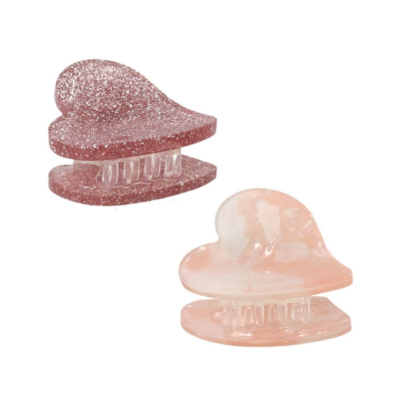 ヘアクリップ mini clip マーブル ラメ アセチ ハート 4個セット
