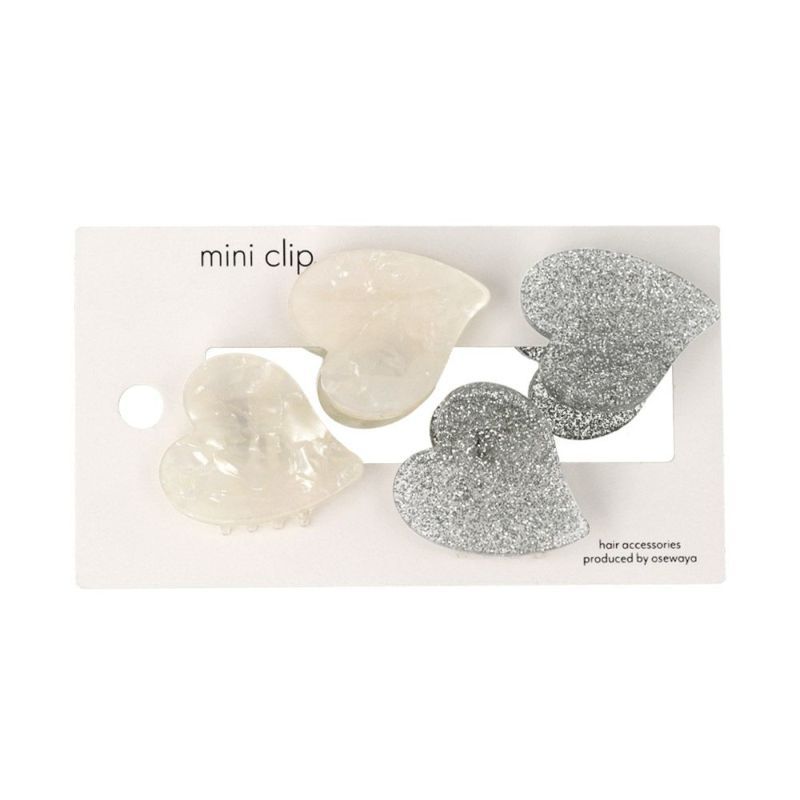 ヘアクリップ mini clip マーブル ラメ アセチ ハート 4個セット