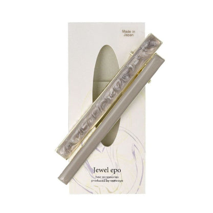 ヘアクリップ Jewel epo マーブル カラー 2個セット スリム クリップ