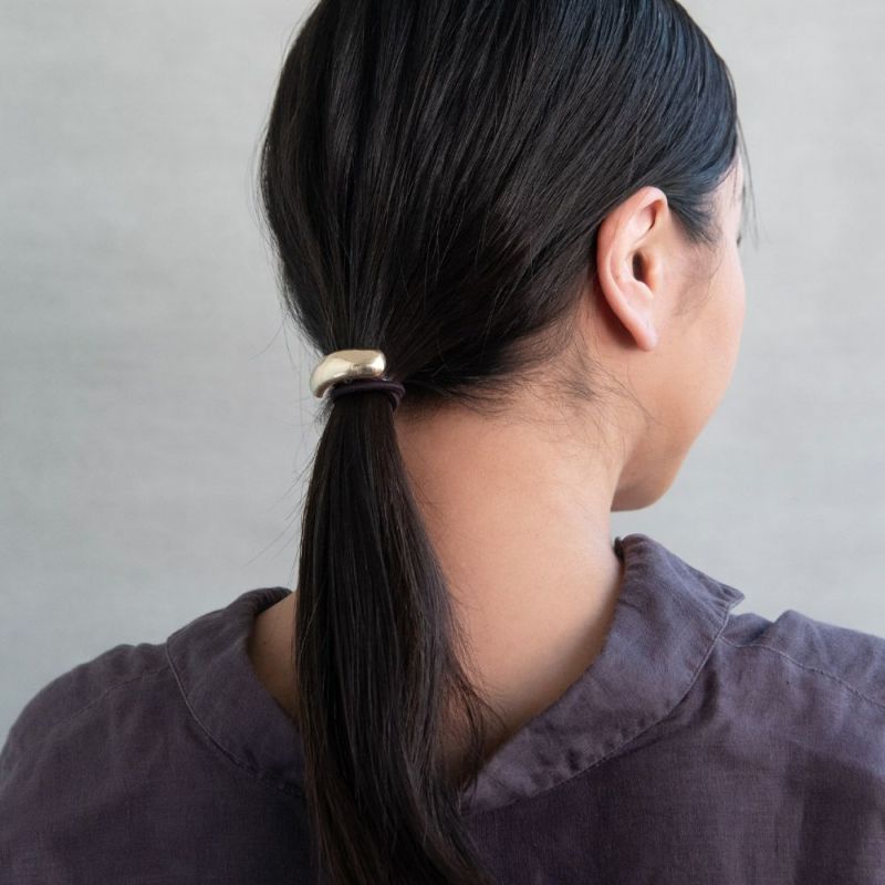 ヘアゴム tsukekae pony メタル ハイフン ヘアゴム2本付き（ブラウン