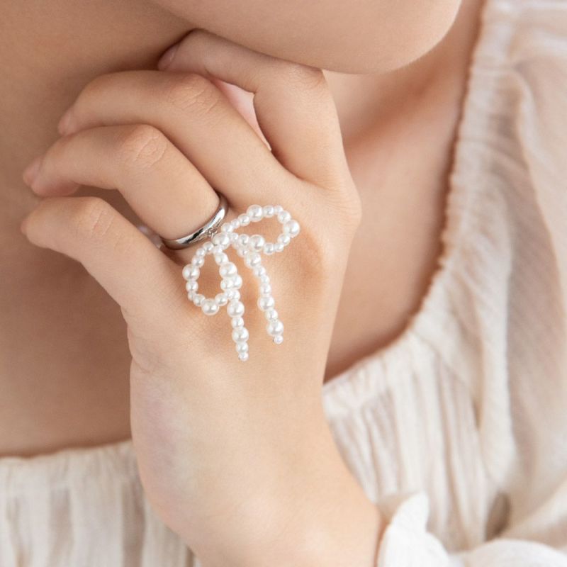 リング beads accessory ニッケルフリー パール リボン フリーサイズ 指輪