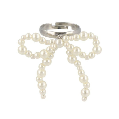 リング beads accessory ニッケルフリー パール リボン フリーサイズ 指輪