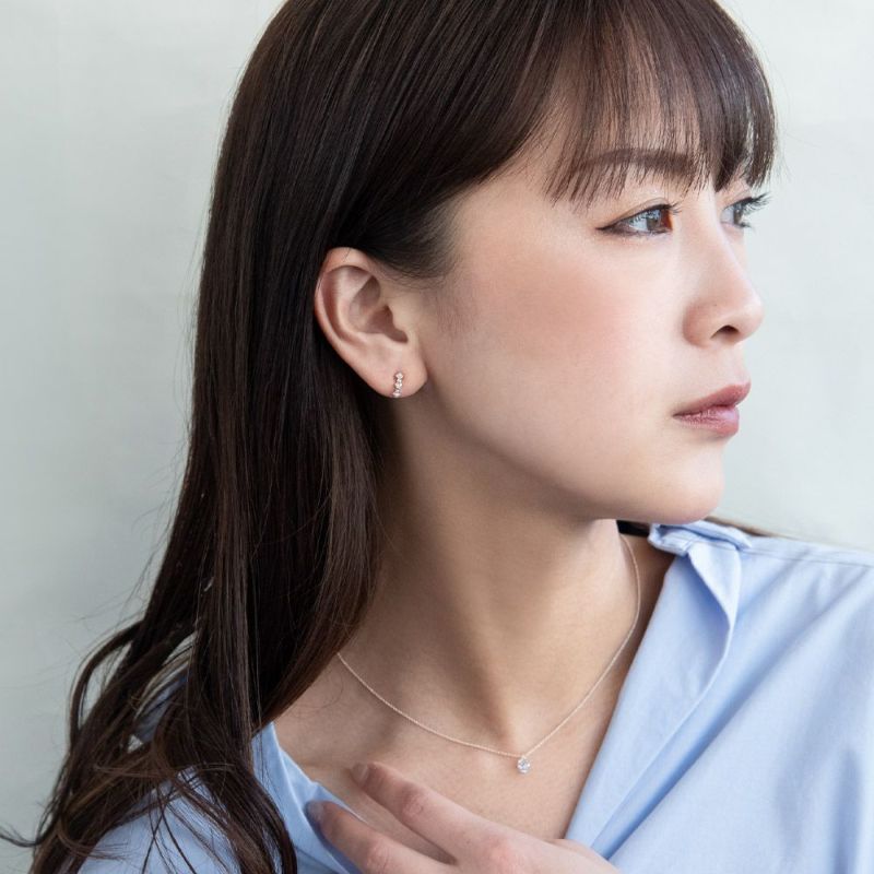 ピアス スクエア ストーン パール K18ピンクゴールドポスト