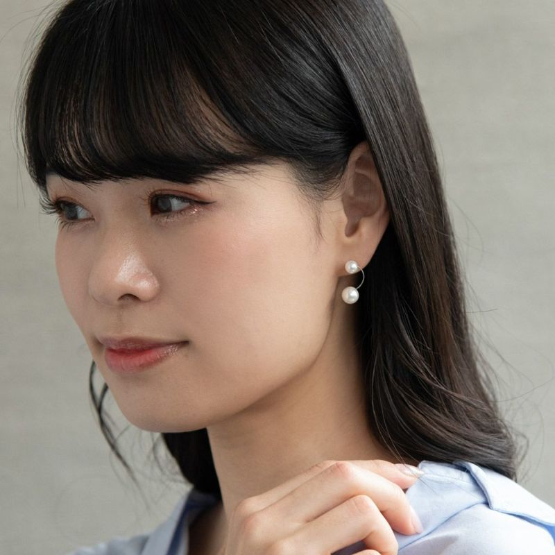 ピアス ニッケルフリー パール サイド カーブ メタル スタッドピアス