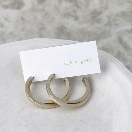 ピアス sable gold ダブル クロス ステンレスポスト C型 スタッドピアス