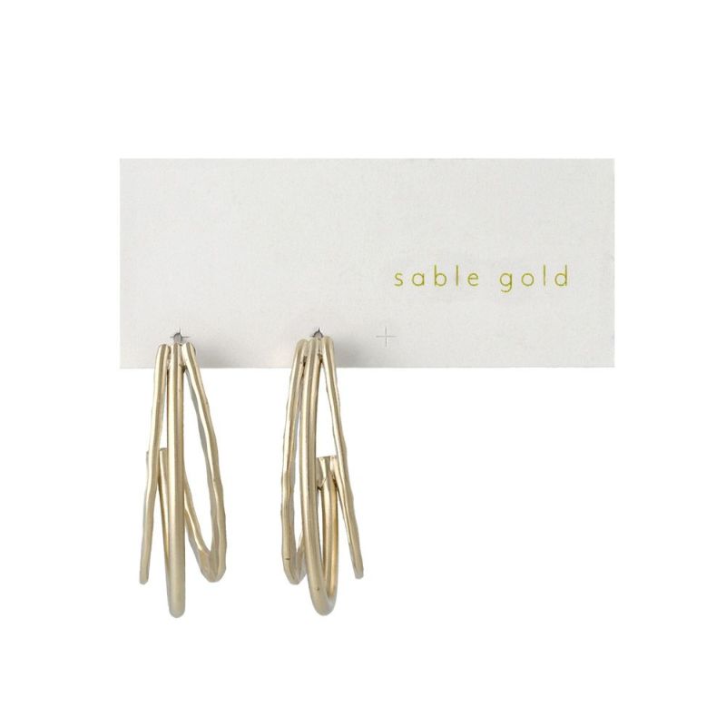 ピアス ニッケルフリー sable gold トリプル ライン ステンレスポスト C型 フープピアス